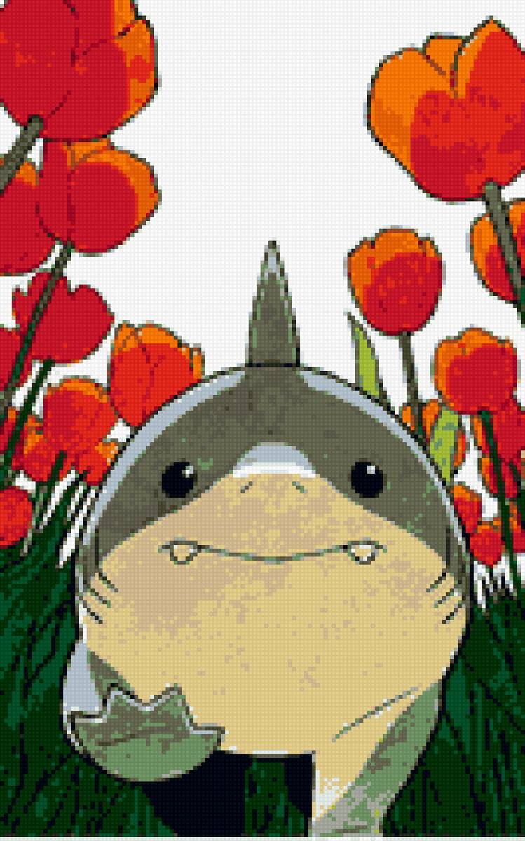 акула и тюльпаны - акула, тюльпаны - предпросмотр