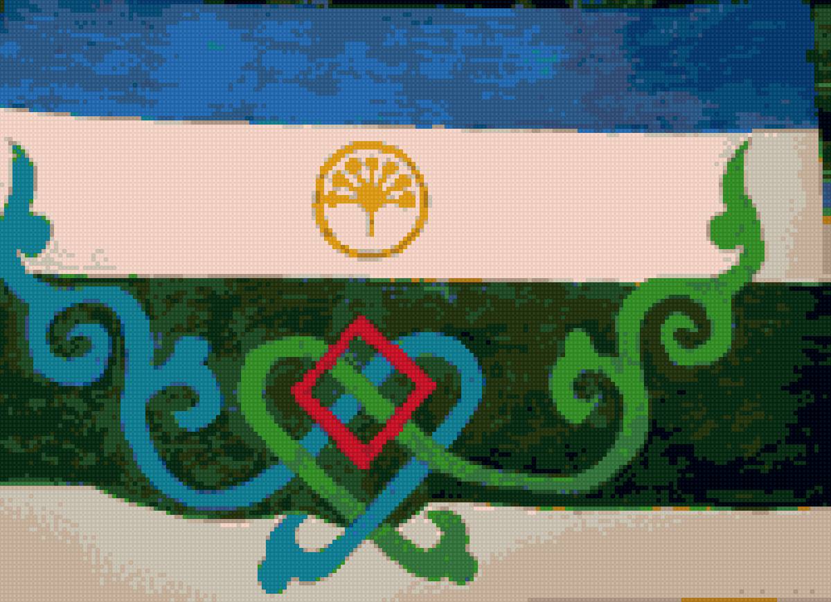 флаг республики башкорт и орнамет башкортов - орнамент, флаг, башкорт, республика - предпросмотр