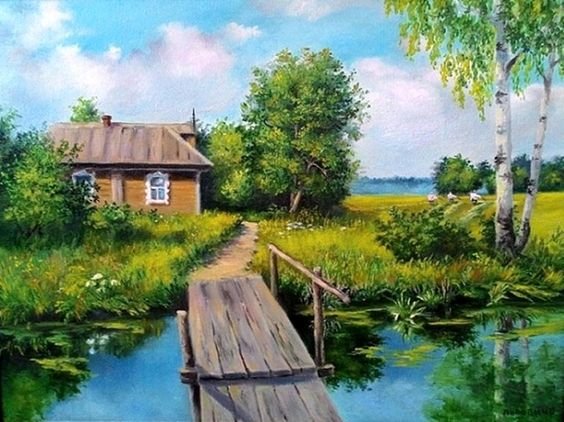 домик у речки - деревня домик речка - оригинал
