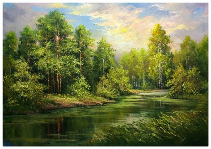 Утро - деревья, река - оригинал