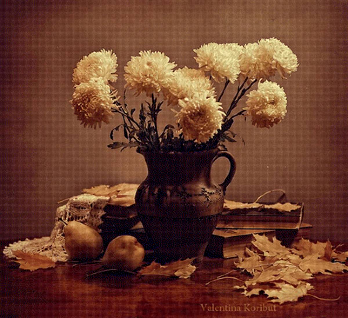 Хризантемы - букет, книги, цветы, хризантемы, натюрморт - предпросмотр