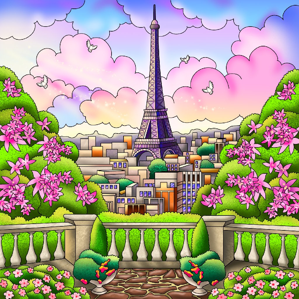 Лето в Париже - вечер, пейзаж, лето, париж, город, закат, цветы - оригинал