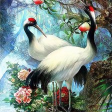 Схема вышивки «Журавли»