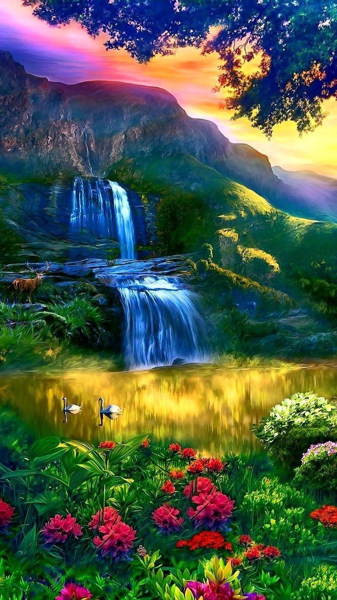 Водопад - природа, красивые, пейзаж - оригинал