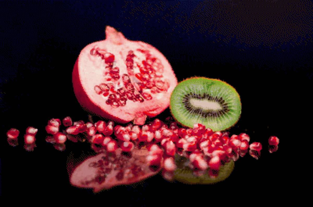 Гранат и киви - фрукты черный фон киви гранаты лето вкусняшка - предпросмотр