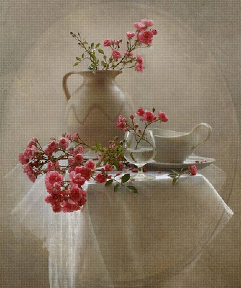 Сакура - натюрморт, кувшин, букет, сакура, цветы - предпросмотр