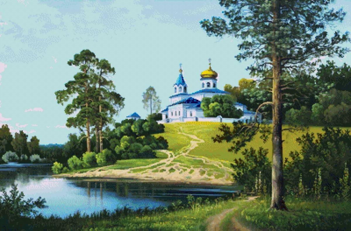 Храм на холме - пейзаж, храм - предпросмотр