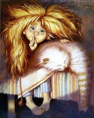 Рыжая девочка с котом - сон - оригинал