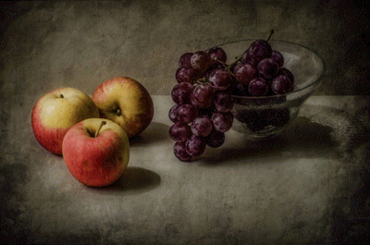 Яблоки и виноград - яблоки, натюрморт, виноград - предпросмотр