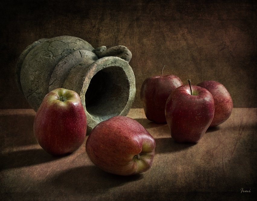 Яблоки - натюрморт, кувшин, яблоки - оригинал