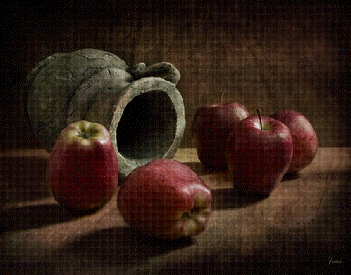 Яблоки - натюрморт, кувшин, яблоки - предпросмотр