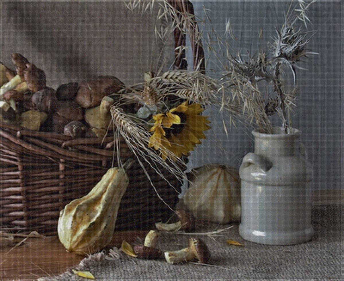 №2526633 - грибы, натюрморт, тыква, подсолнух - предпросмотр