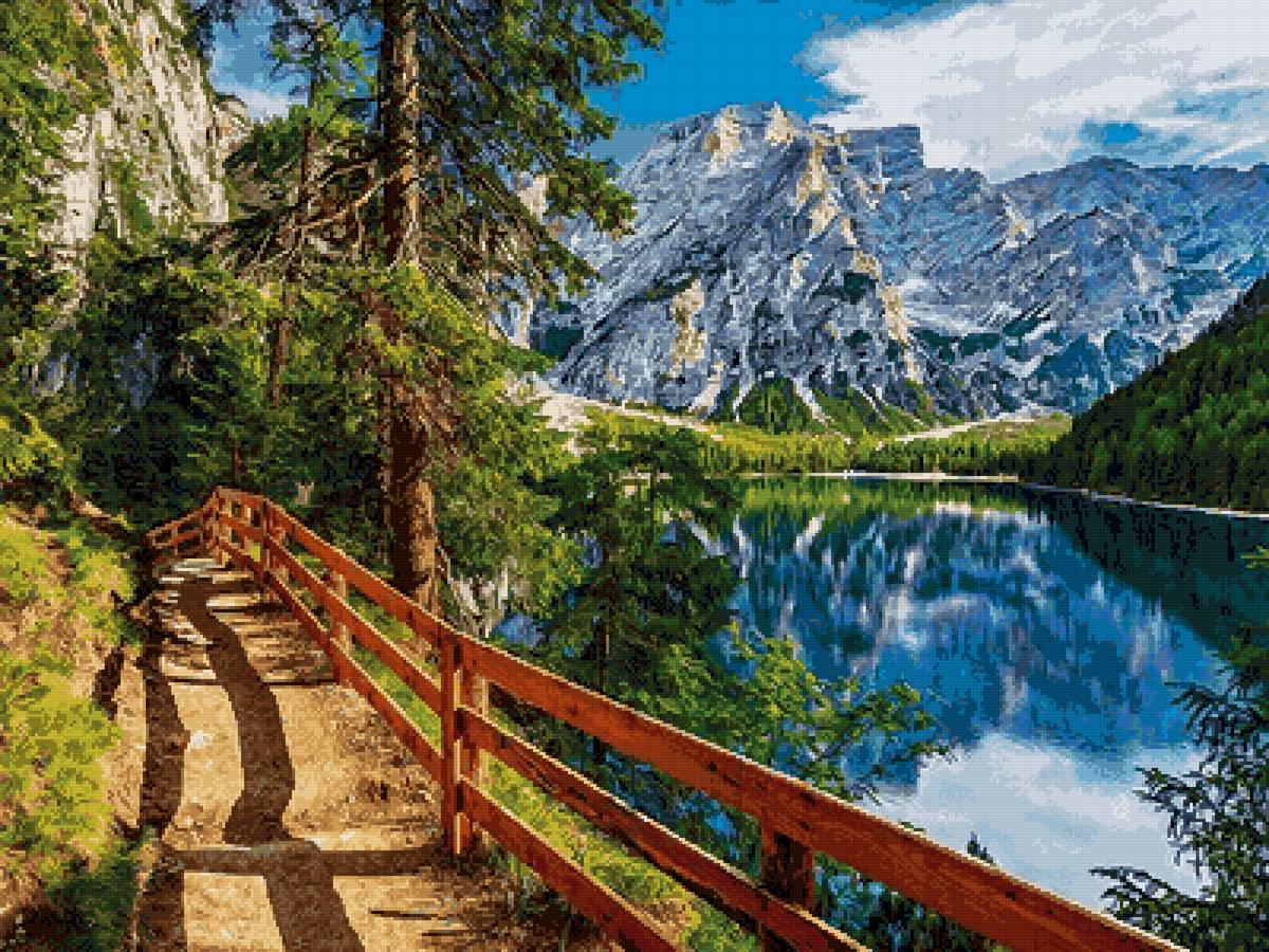 Пейзаж с блендами - природа, горы, озеро, пейзаж - предпросмотр