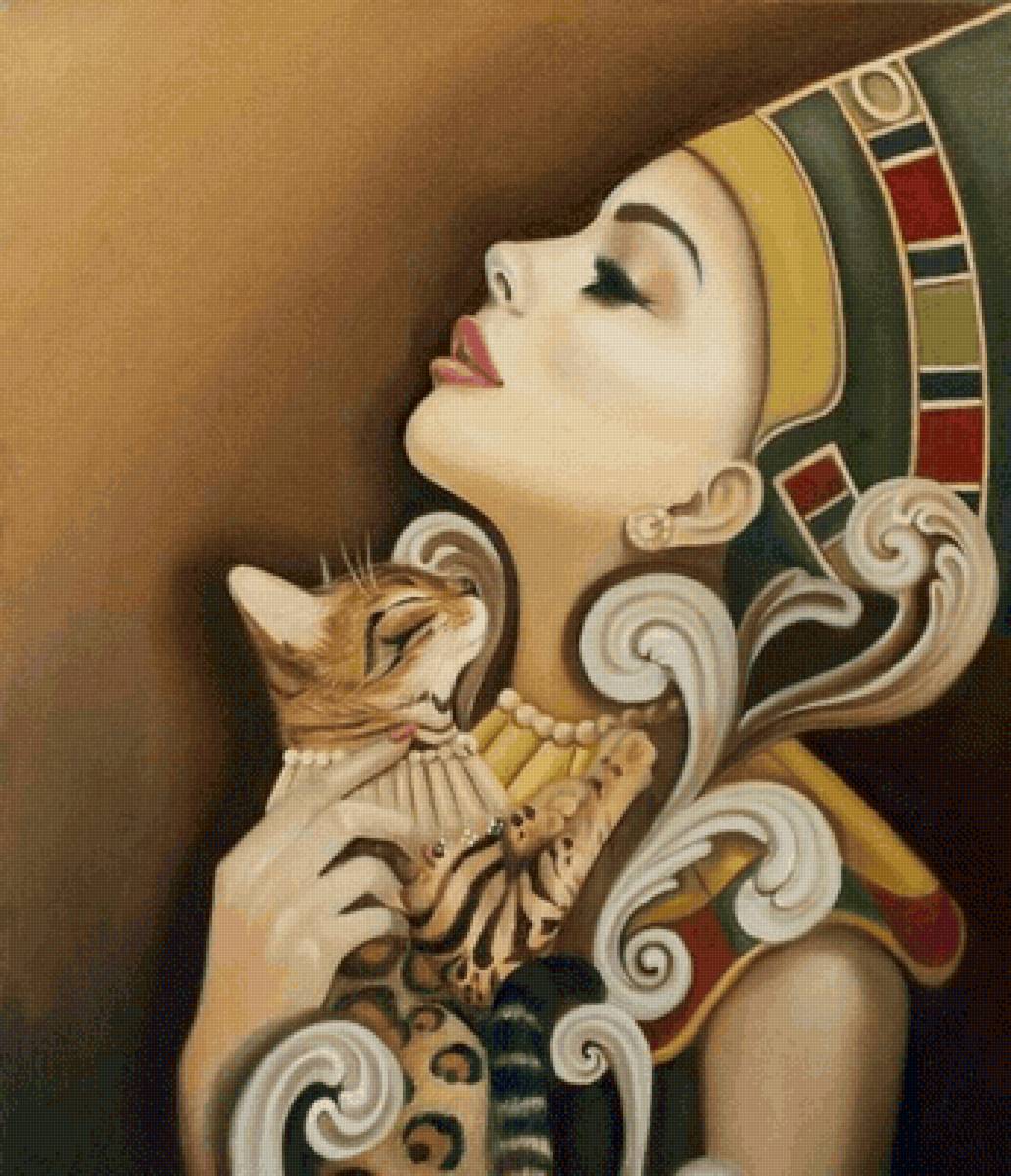 Египетская царица - кошка, царица, женщина - предпросмотр