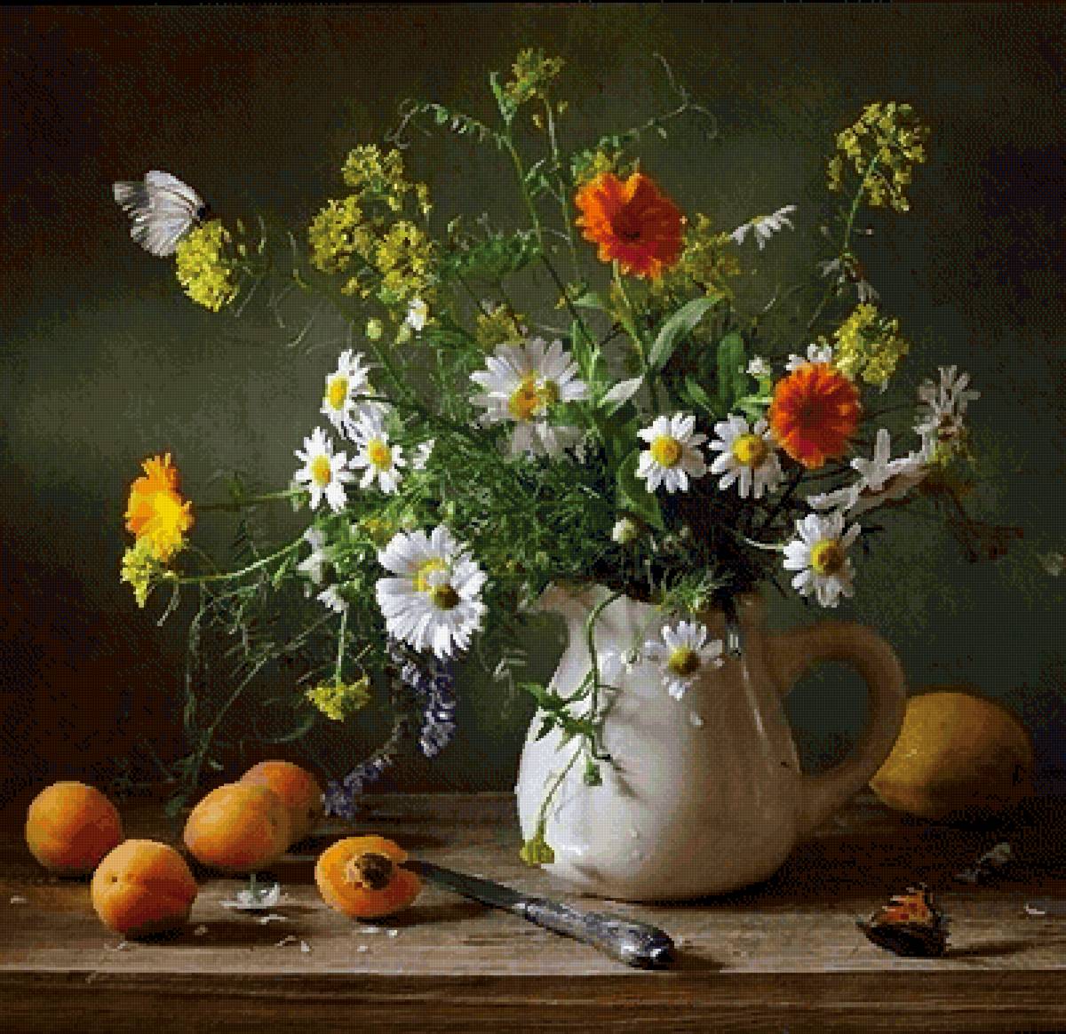 Натюрморт - цветы, натюрморт, ромашки, букет - предпросмотр