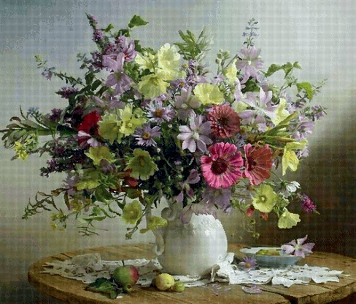 Натюрморт летний - цветы, натюрморт, букет - предпросмотр