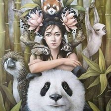 Схема вышивки «girl with wild animals»