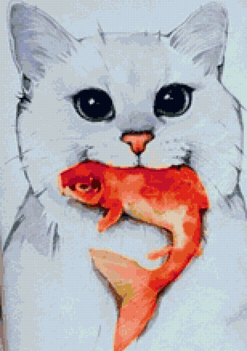 Кот и рыбка - кот, рыбка - предпросмотр