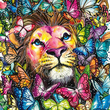 Схема вышивки «Лев и бабочки»