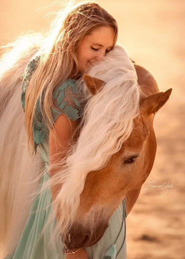 Dama y caballo - paisaje - оригинал