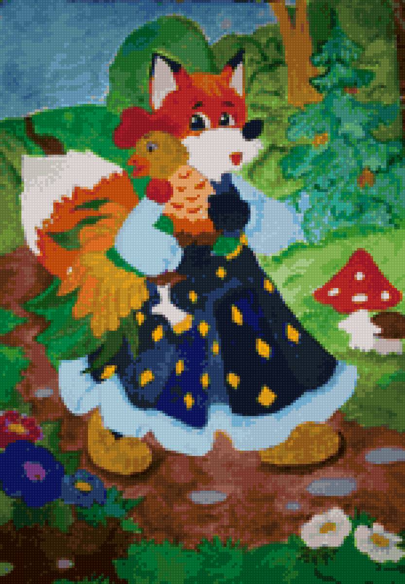 лиса и петушок - петушок, лиса - предпросмотр