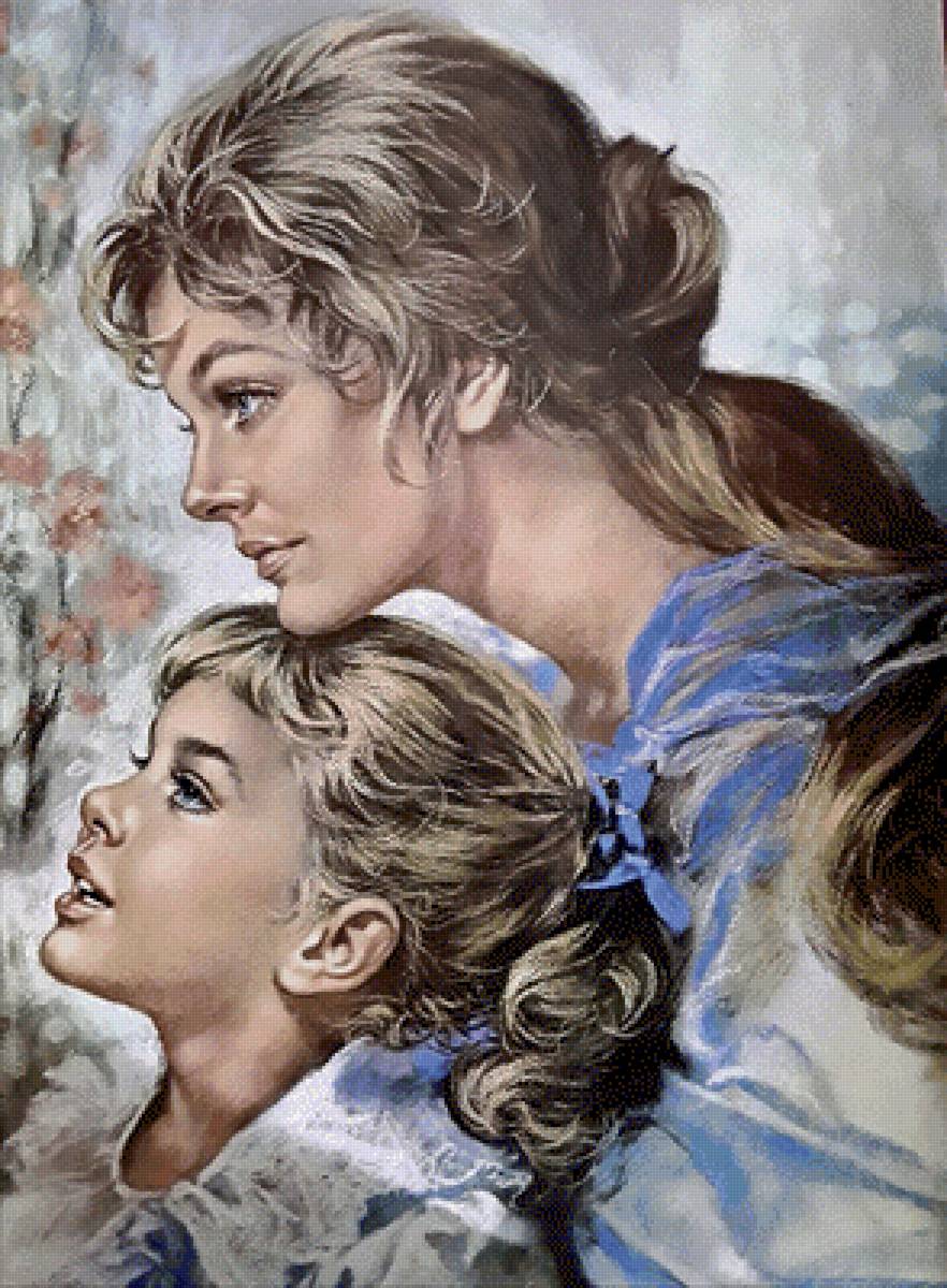 счастье-мама рядом - женщина, девочка, люди, картина - предпросмотр