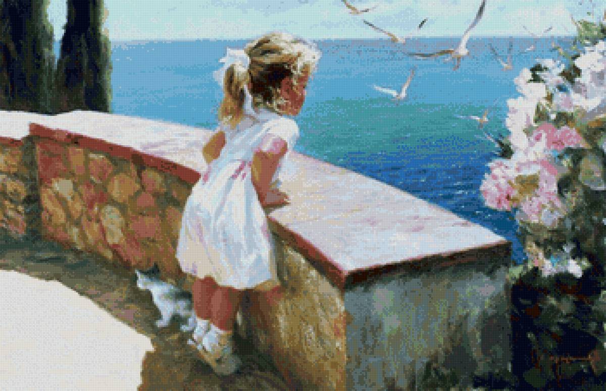 Девочка - дети, море - предпросмотр