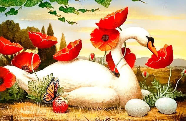 По картине Кевина Слоана - лебедь - оригинал