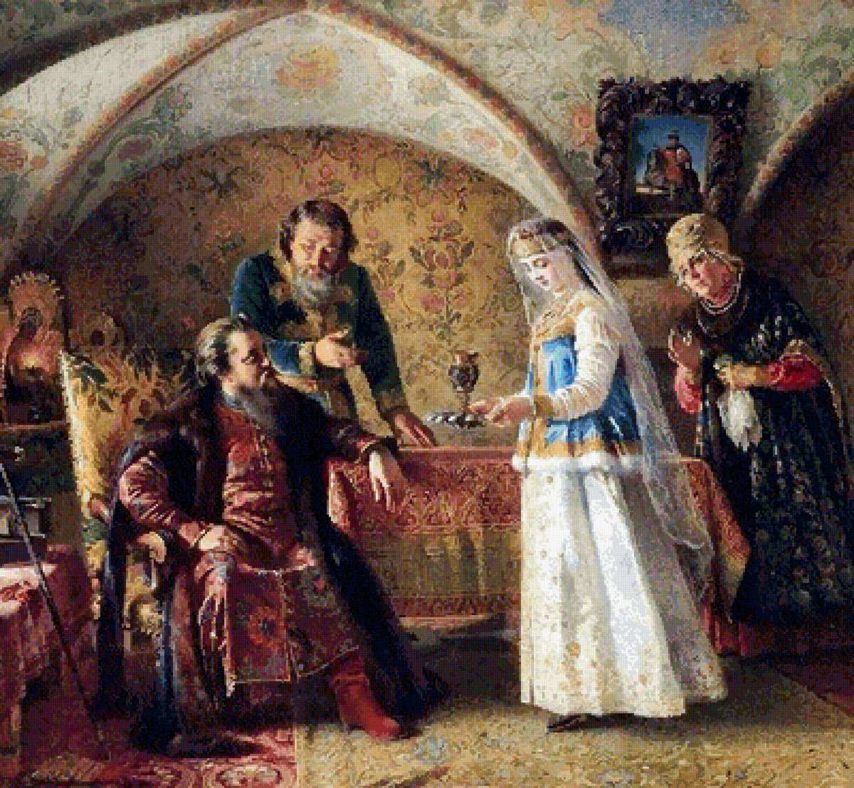 Константин Егорович Маковский. Поцелуйный обряд - обряд, русский, живопись, 16 век, русские, константин маковский - предпросмотр