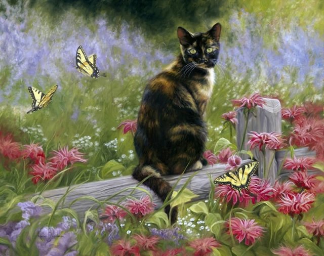 Кошка на заборе - забор, кошка - оригинал