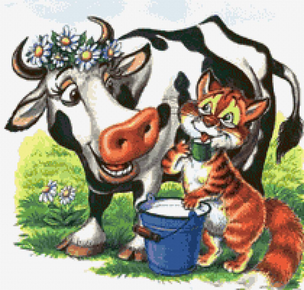 Корова и кот - простоквашино, корова, кот - предпросмотр