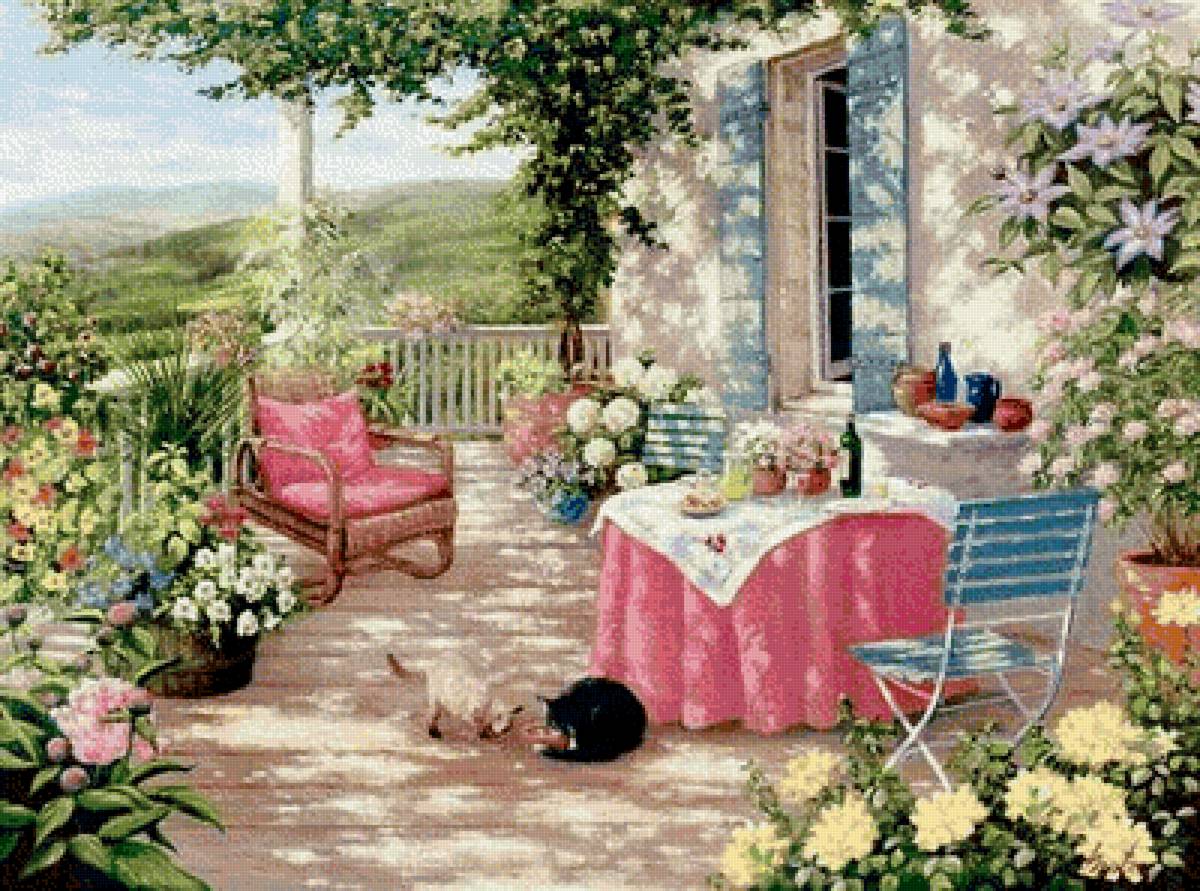 Беседка - беседка, свет, розы, цветы, нежность - предпросмотр