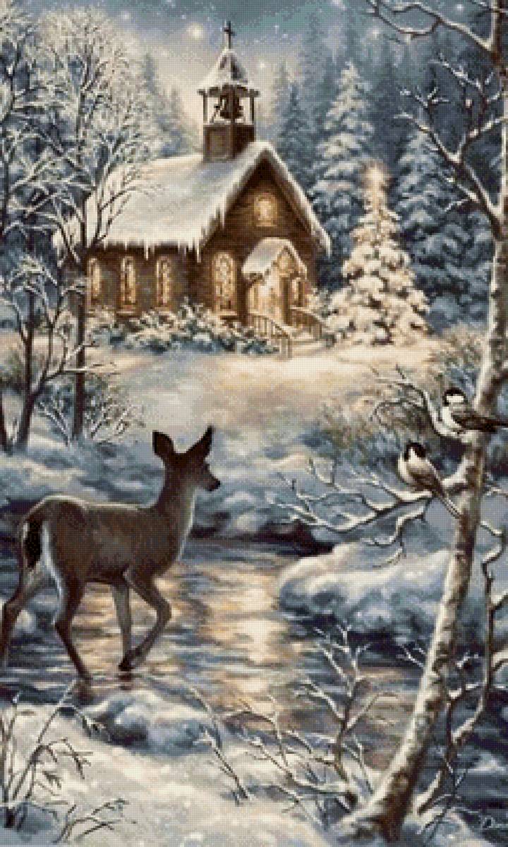 Домик в лесу - природа, сказка, дом, лес, зима - предпросмотр