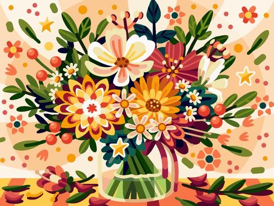 яркий букет - рисунок - оригинал