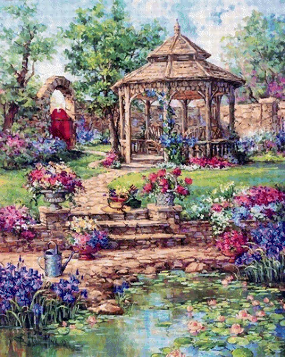 Барбара Мок. Беседка у воды. - барбара мок, пейзаж - предпросмотр