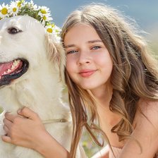 Схема вышивки «Девушка и собака»