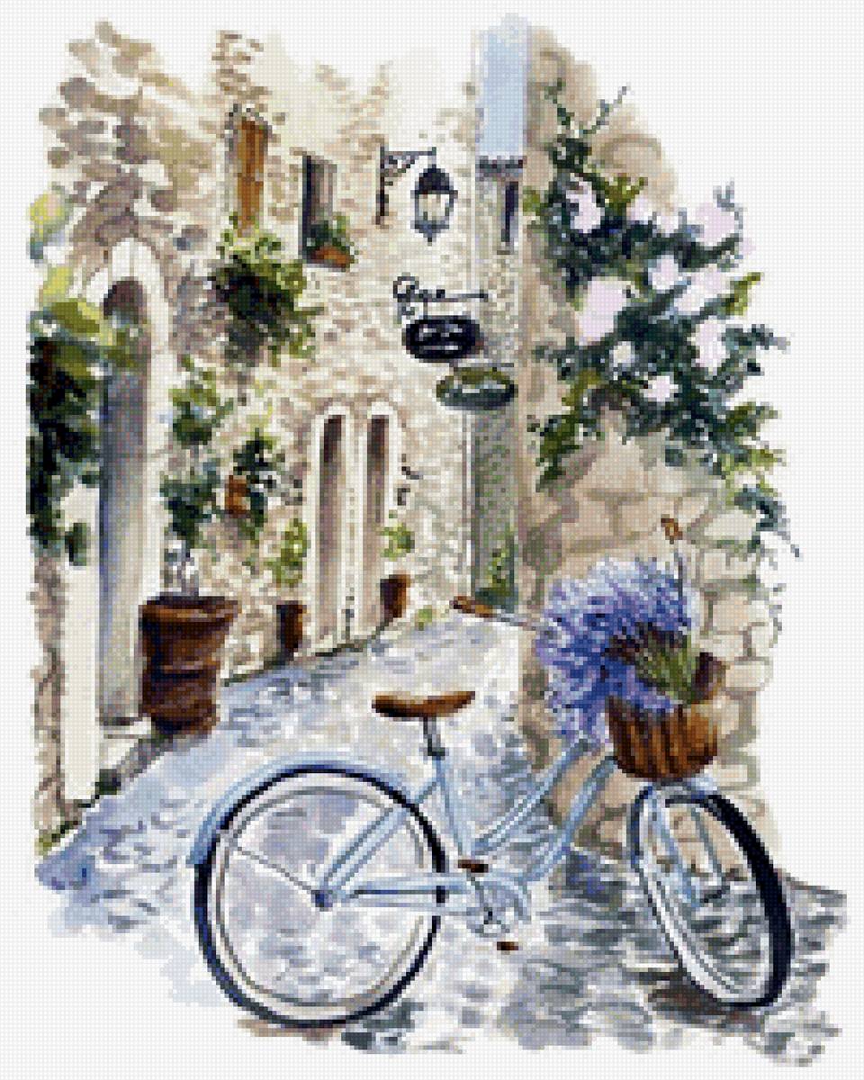Улица - велосипед, улица, цветы - предпросмотр