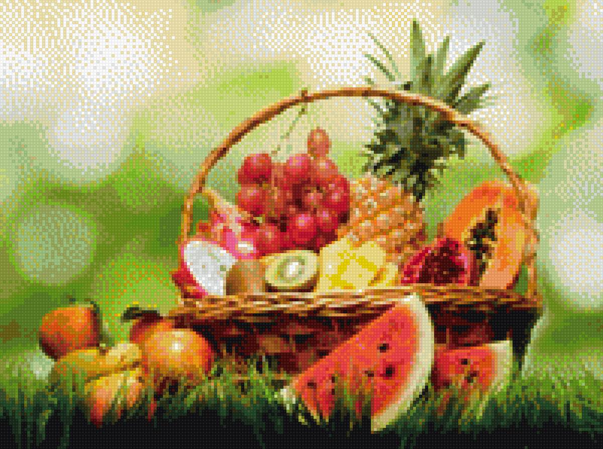 Корзина фруктов - фрукты, лето, корзина - предпросмотр