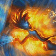 Схема вышивки «девушка, волна, пнк»