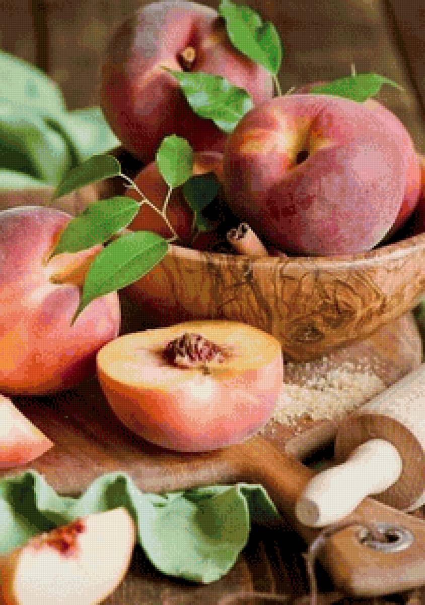 Персики - натюрморт, ягоды, персики, лето - предпросмотр