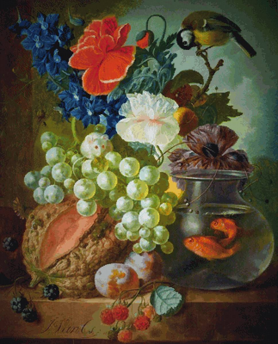 Ян Ван Ос. Натюрморт - рыбки, натюрморт, ян ван ос - предпросмотр