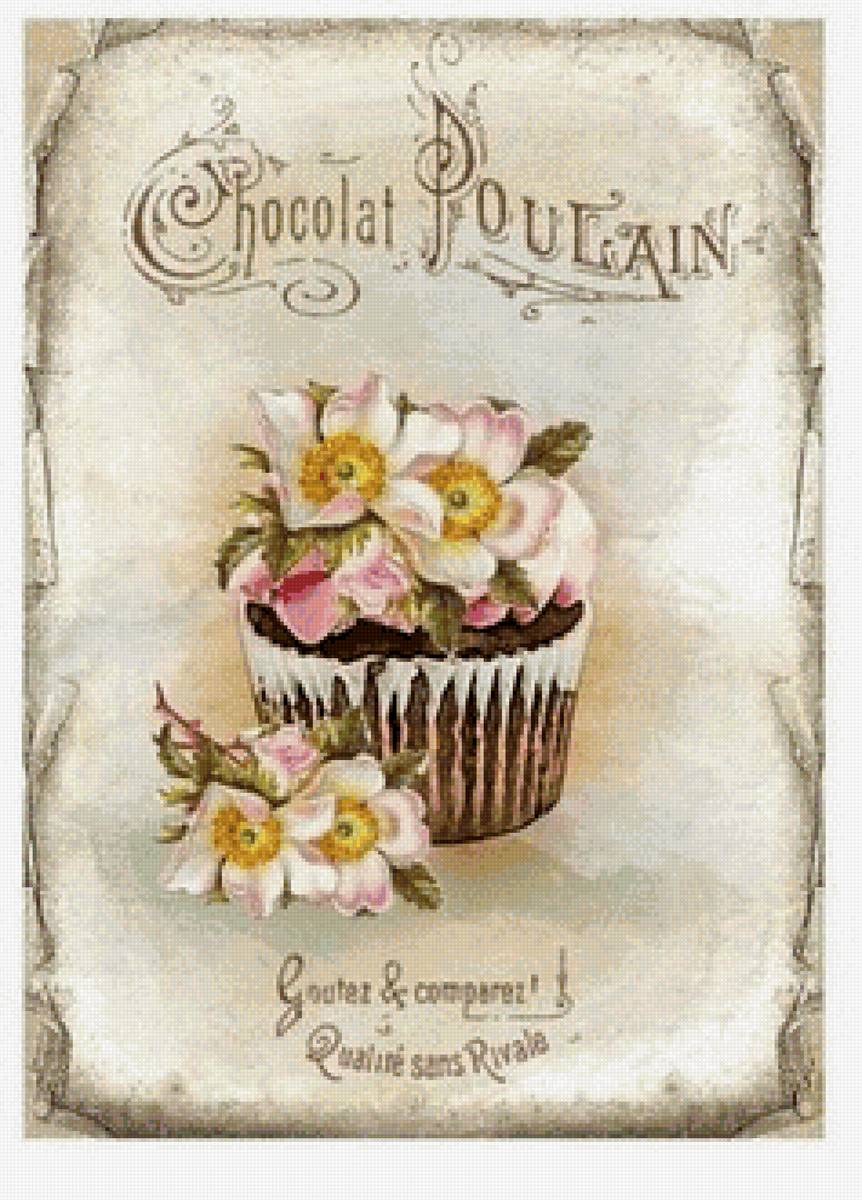 Капкейк - винтаж, ретро, пирожное, шоколад - предпросмотр