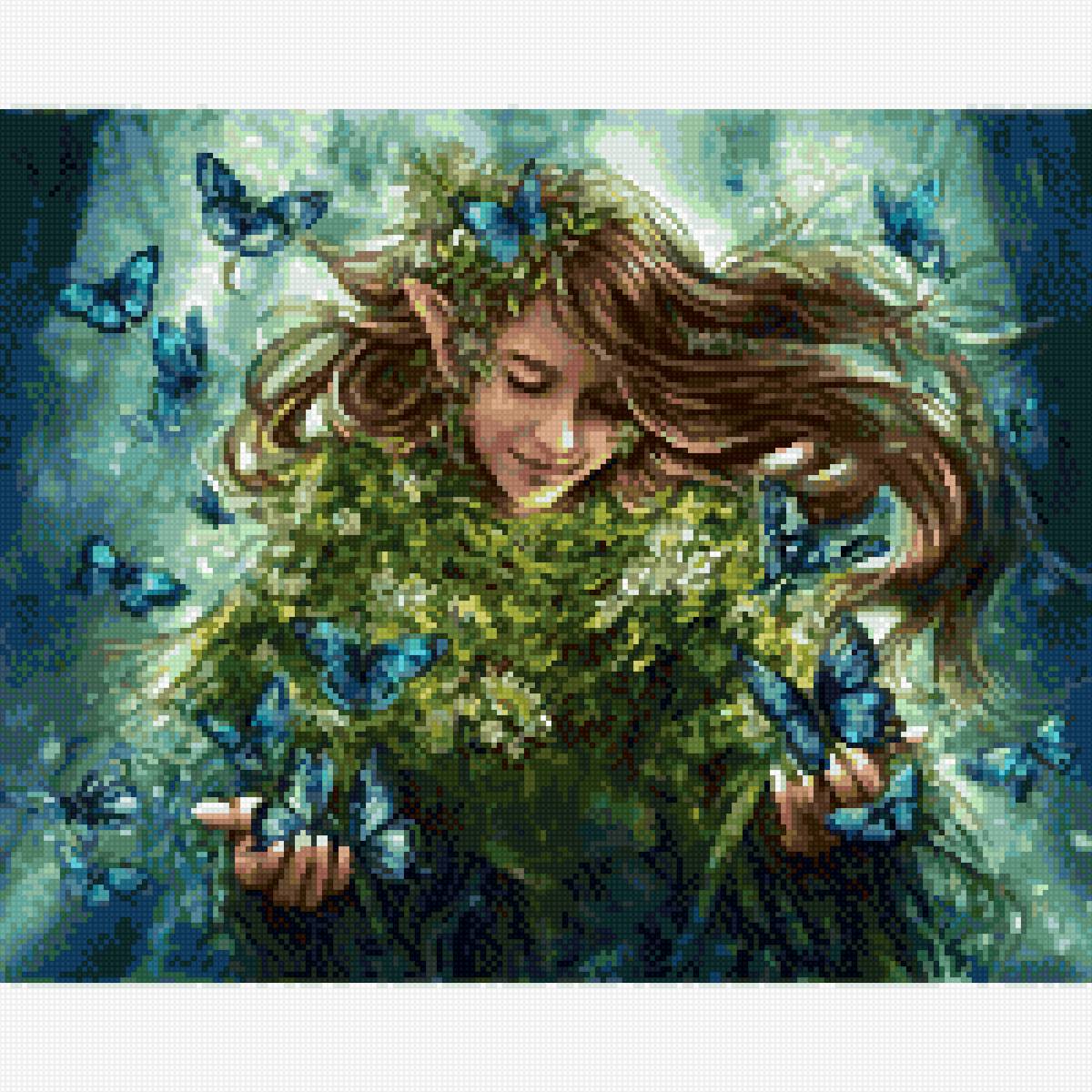 Эльф с бабочками - фентези, бабочки, сказка, девушка, фея, эльф, девочка - предпросмотр