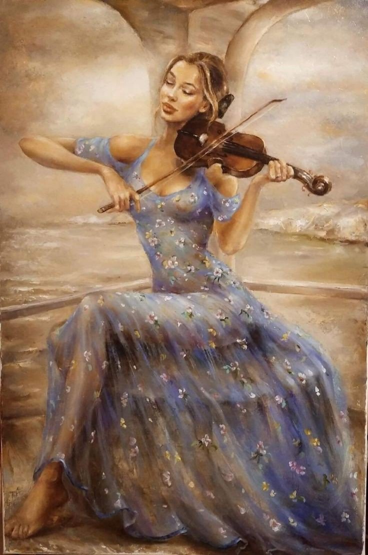 Девушка со скрипкой - скрипка, музыка, девушка - оригинал