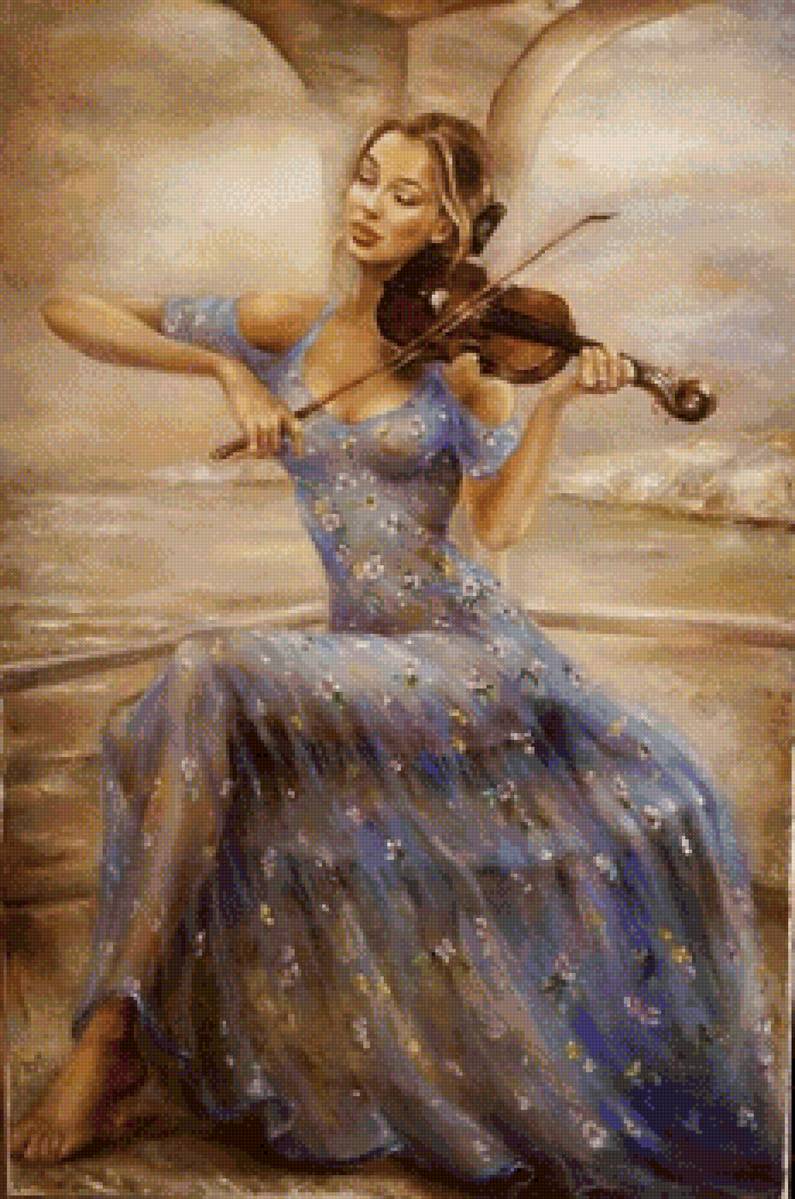 Девушка со скрипкой - девушка, музыка, скрипка - предпросмотр