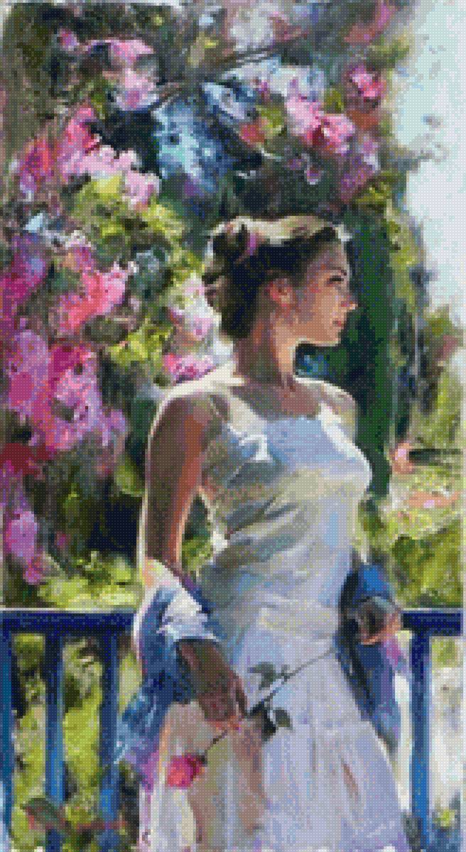 Девушка в саду - девушка, цветы, сад - предпросмотр