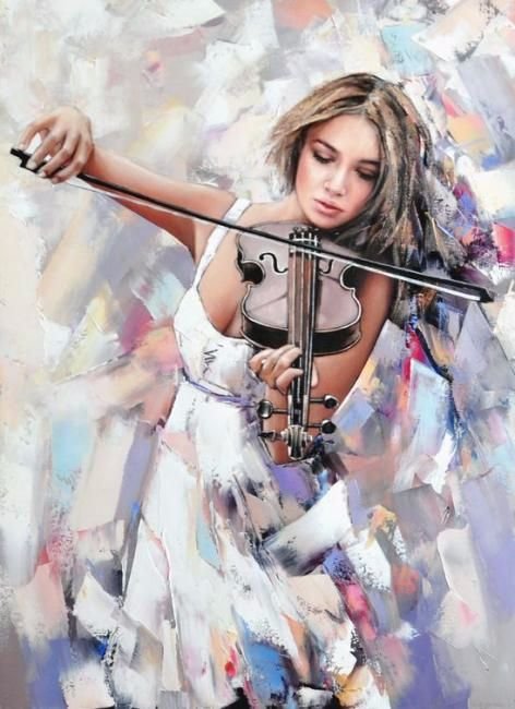 Музыка - девушка, скрипка, музыка - оригинал