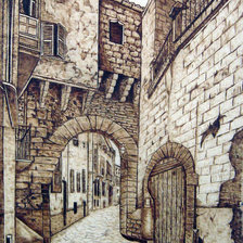 Схема вышивки «старая улица»