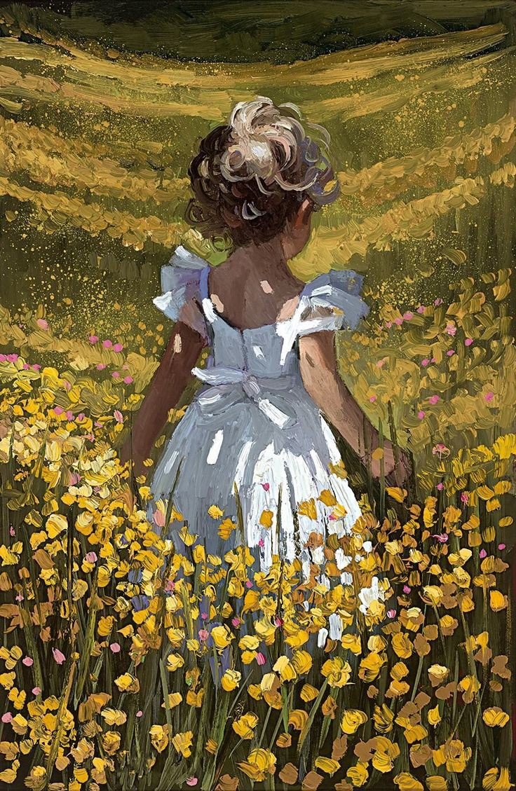 Лето - цветы, девочка, поле, лето - оригинал