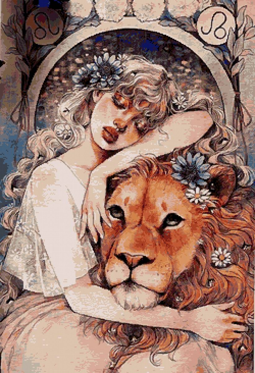 Лев и девушка - девушка, лев, сон - предпросмотр